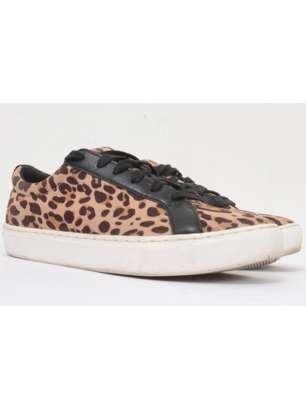 Dr.Scholl's No Bad Vibes 8.5 Leopard Animal Print Sneakers Lo Top Lace Up Vegan
